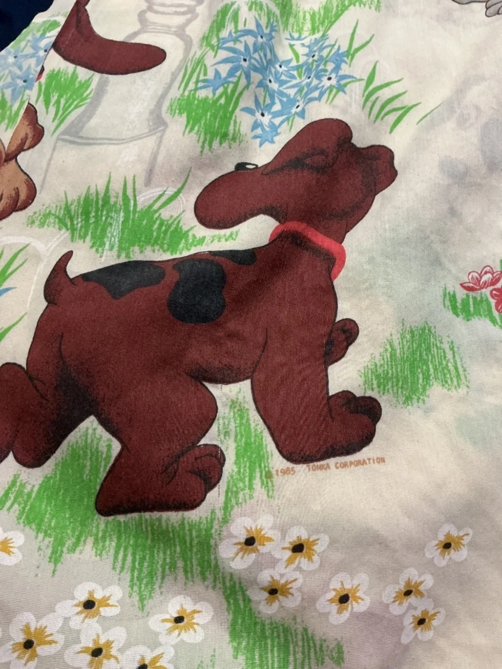 Vintage Tonka Pound Puppies Twin Flat Sheet 1985 Cartoons